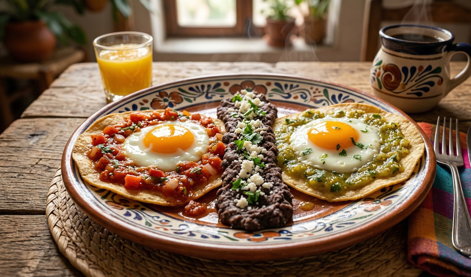 Huevos divorciados receta: dos salsas en un plato